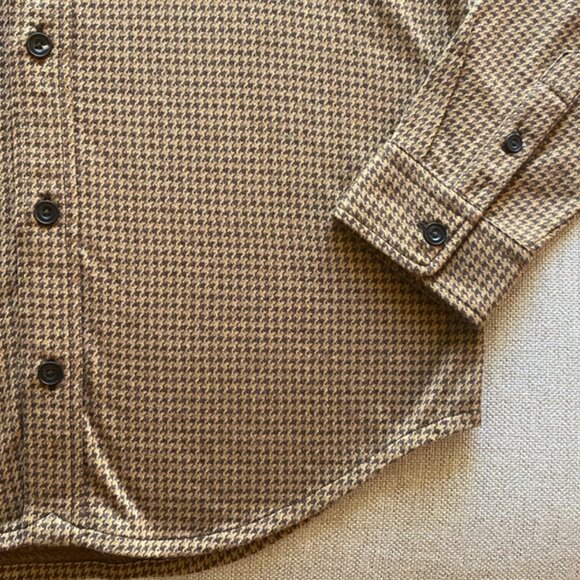 Ralph Lauren Vintage Men's Brown Two Pocket Houndstooth Long Sleeve Shirt Medium - Picture 10 of 15